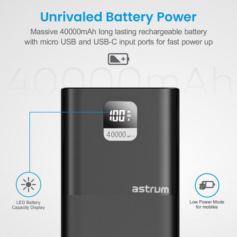 Astrum Fast Charge Power Bank PD100W for Laptop/Mobile 40000mAh 3A - PB455 - Image 4