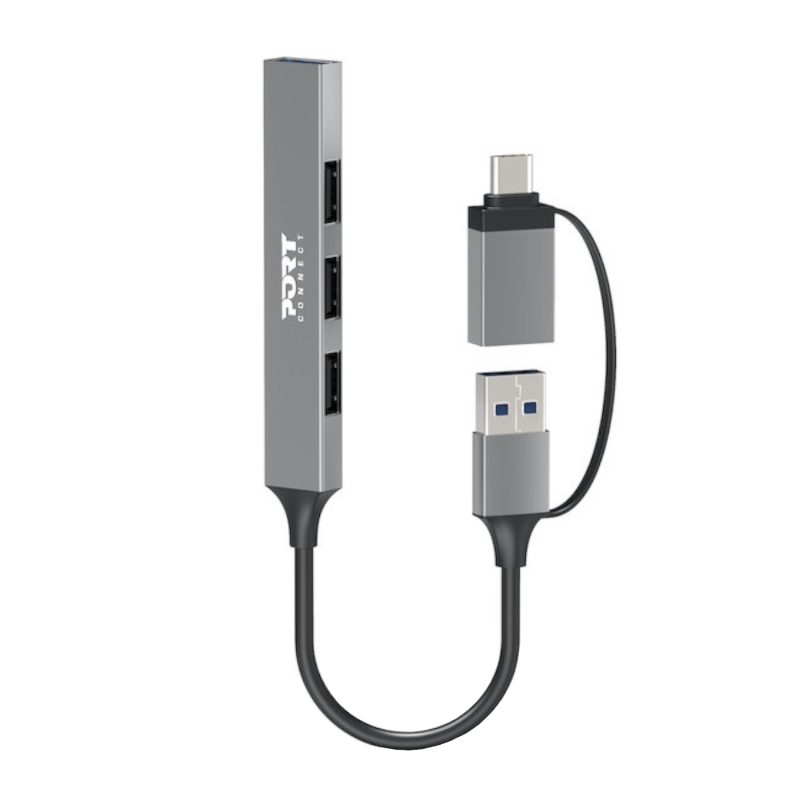 Port Connect USB Type-C to 4-port USB-A 3.0/2.0 Hub