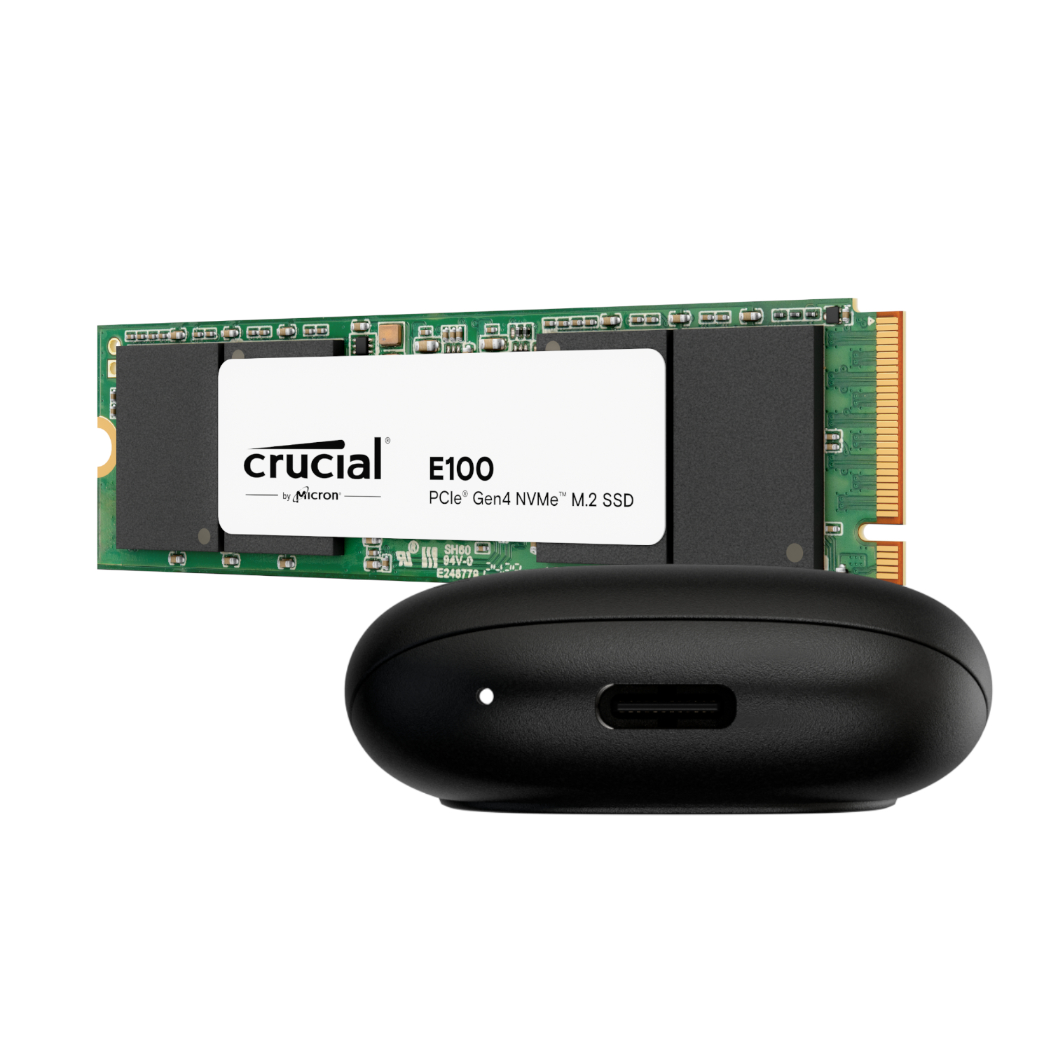 2TB Asus Cobble M.2 SSD Type-C Enclosure and Crucial E100 NVMe Bundle - Black - Image 4
