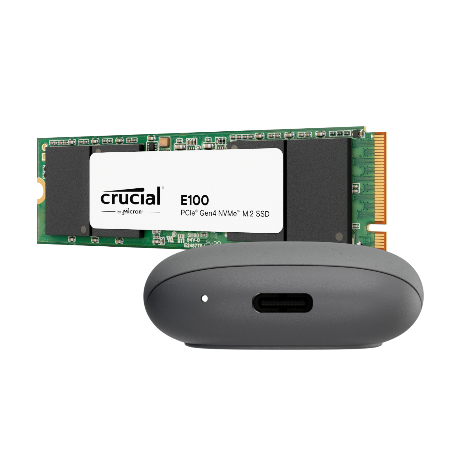 2TB Asus Cobble M.2 SSD Type-C Enclosure and Crucial E100 NVMe Bundle - Grey - Image 4