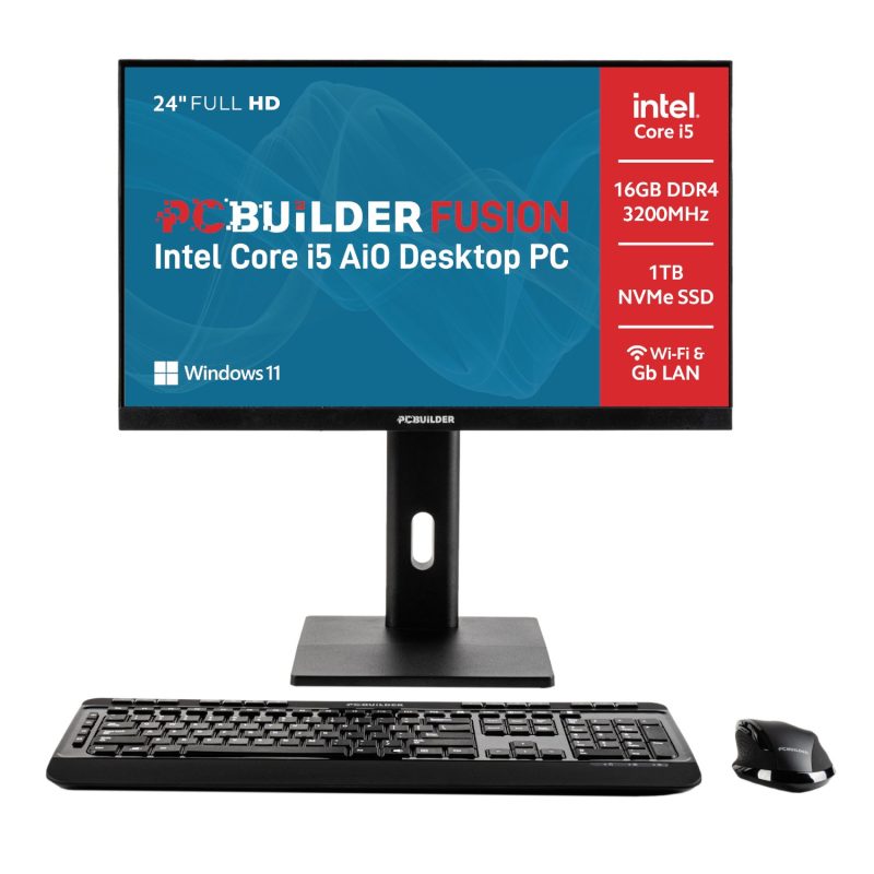 PCBuilder FUSION 24″ Intel Core i5-14400 Windows 11 AiO Desktop PC