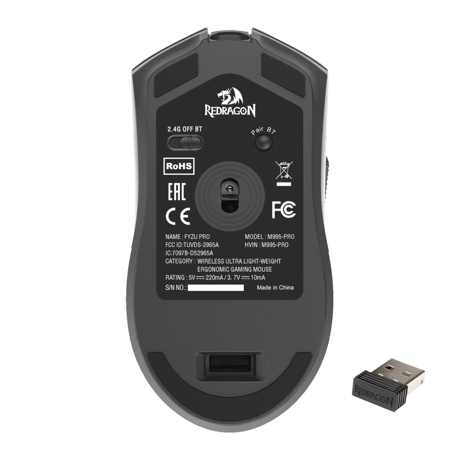 Redragon FYZU M995 PRO Wireless Gaming Mouse - Black - Image 3