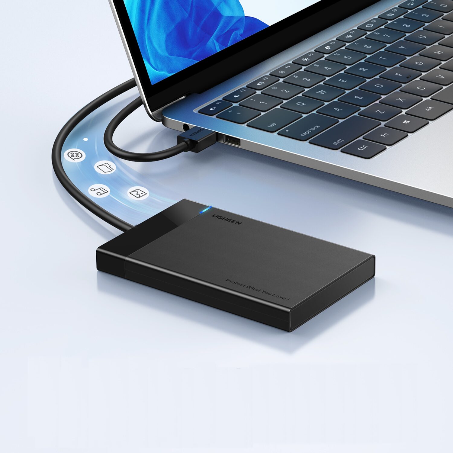 UGREEN USB 3.0 to 2.5” SATA Hard Drive Enclosure (Non-Detachable Cable) - Image 4
